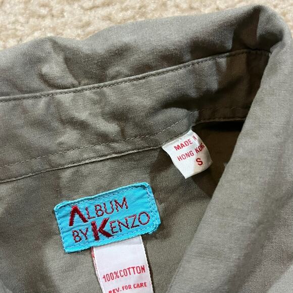 Album By Kenzo Womens Long Sleeve Button Up Shirt Tan Size Small - Picture 3 of 4